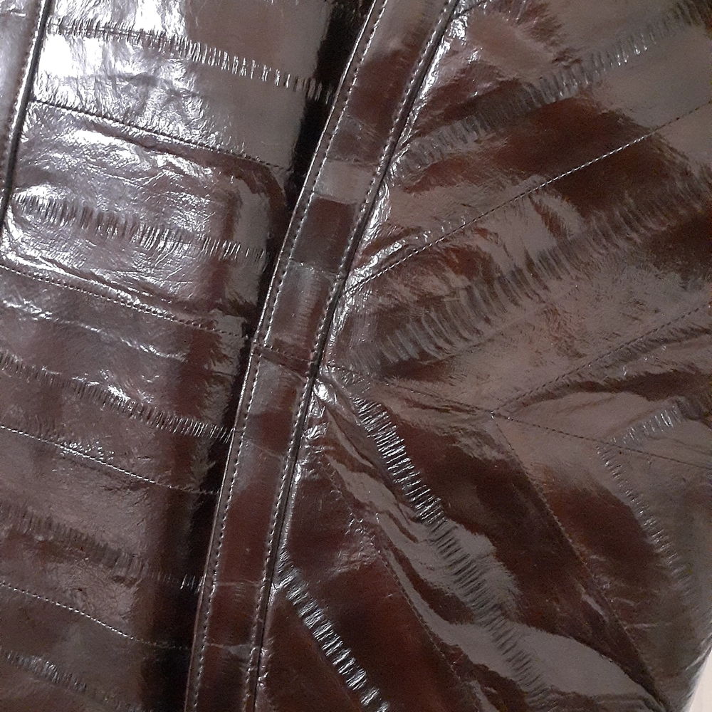 Dark Brown Crocodile Embossed Clutch - Picture 2 of 12